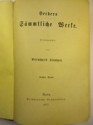 1 L 141-1 : Herders Sämmtliche Werke : 1 (1877)