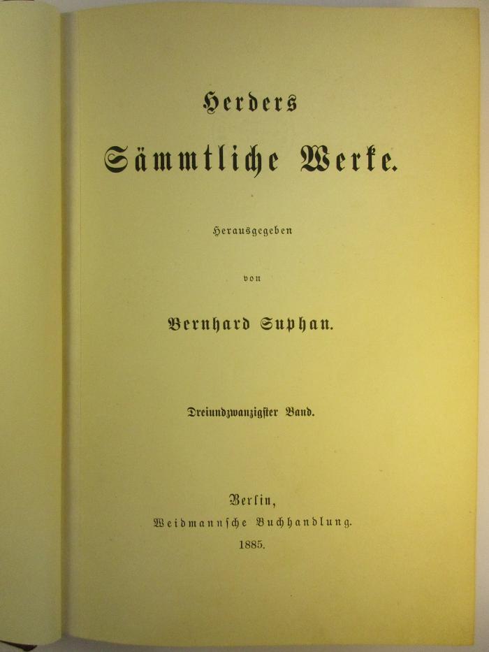 1 L 141-23 : Herders Sämmtliche Werke : 23. (1885)