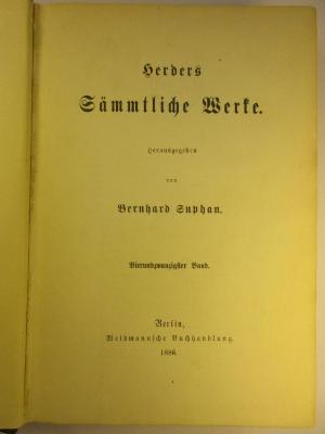 1 L 141-24 : Herders Sämmtliche Werke (1886)