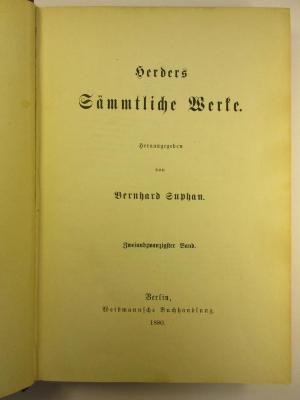 1 L 141-22 : Herders Sämmtliche Werke : 22. (1880)