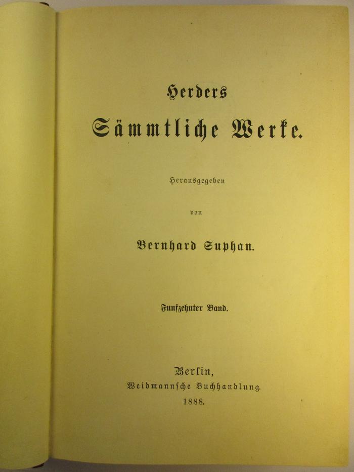1 L 141-15 : Herders Sämmtliche Werke : 15. (1888)