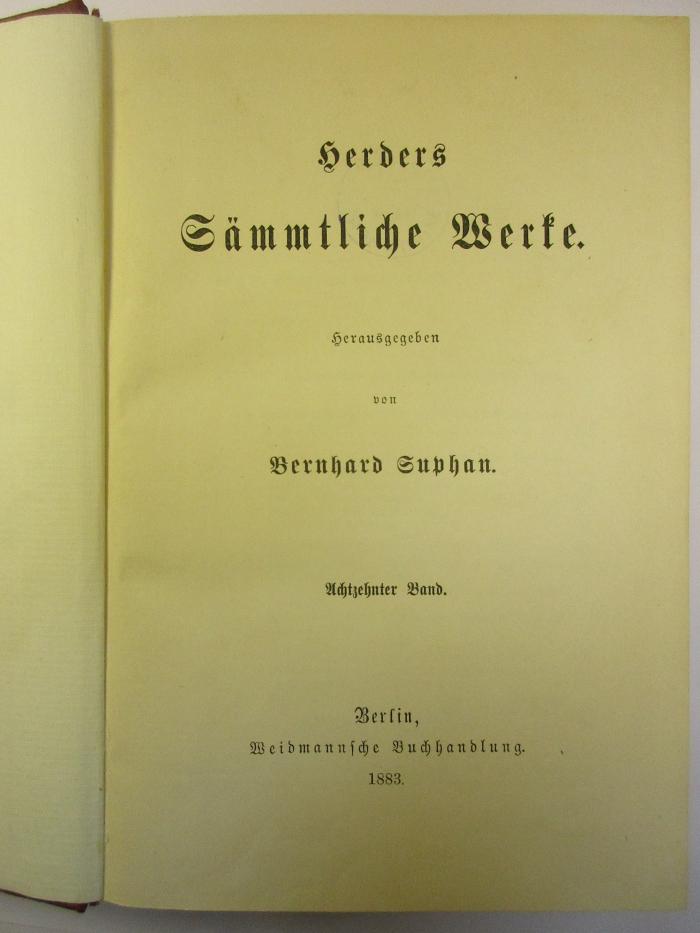 1 L 141-18 : Herders Sämmtliche Werke : 18. (1883)