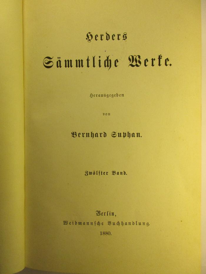 1 L 141-12 : Herders Sämmtlicher Werke : 12. (1880)