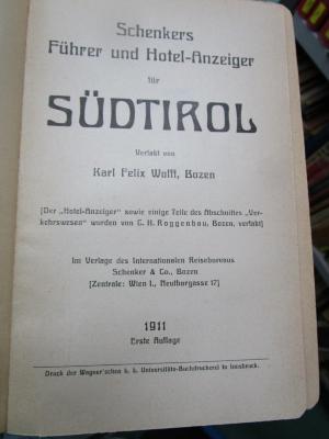 Bi 1125: Schenkers Führer und Hotel-Anzeiger für Südtirol (1911)