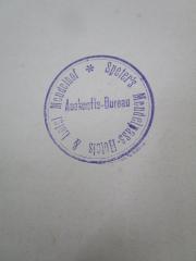 - (Speter's Mendelpass-Hotel &amp; Hotel Mendelhof), Stempel: Berufsangabe/Titel/Branche, Name, Ortsangabe; 'Speter's Mendelpass-Hotel &amp; Hotel Mendelhof
Auskunfts-Bureau'.  (Prototyp)