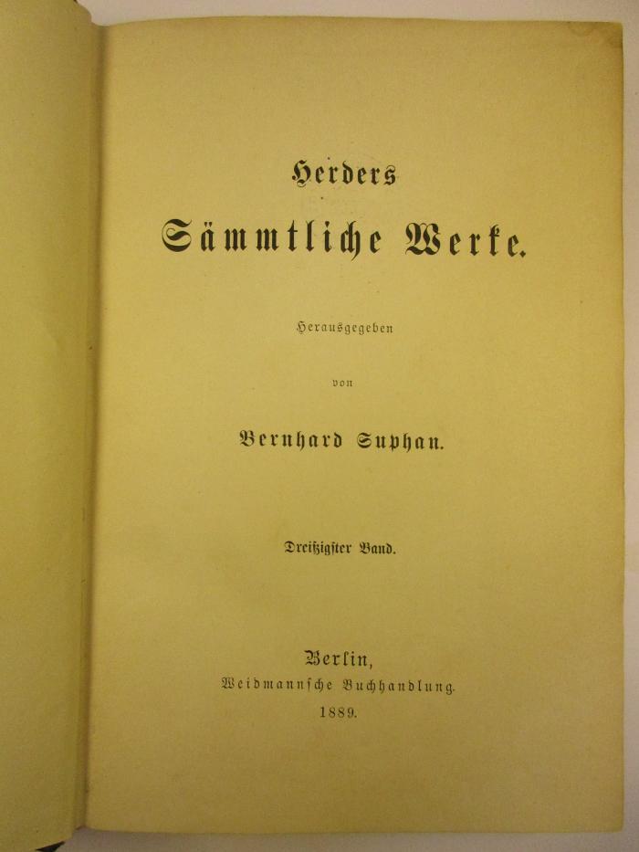 1 L 141-30 : Herders Sämmtliche Werke : 30. (1889)