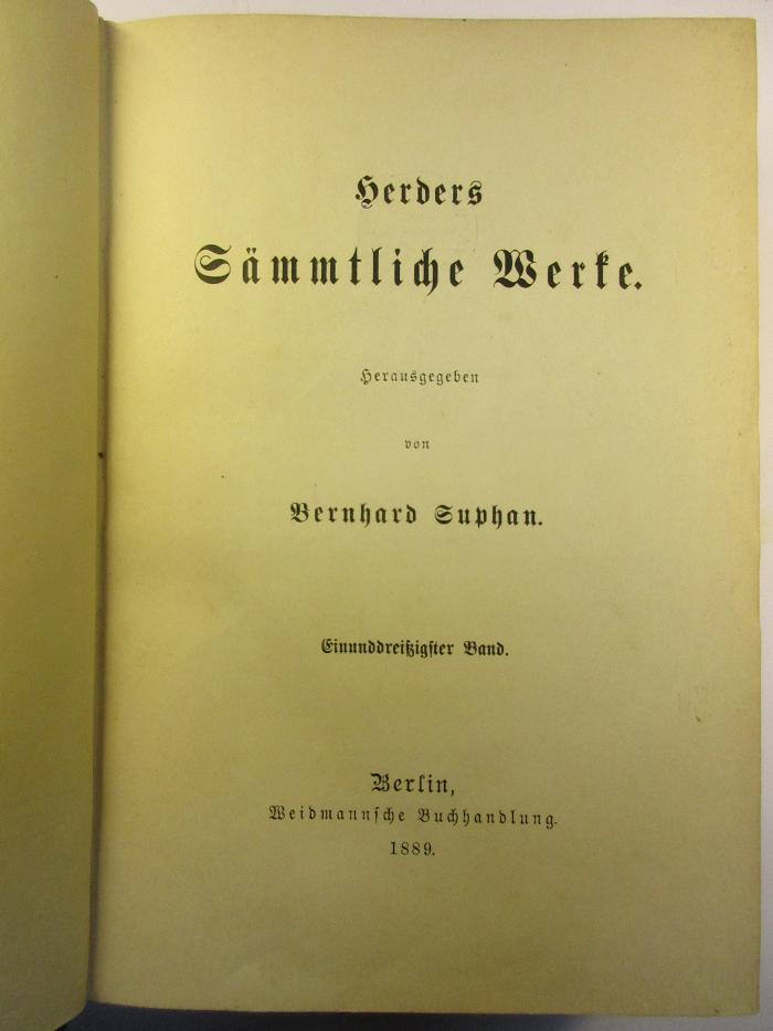 1 L 141-31 : Herders Sämmtliche Werke : 31. (1889)