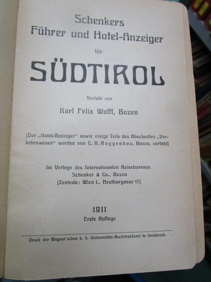 Bi 1125: Schenkers Führer und Hotel-Anzeiger für Südtirol (1911)