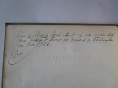 J / 157 (Tenner[?], [?];Gries[?], E.), Von Hand: Berufsangabe/Titel/Branche, Name, Autogramm, Datum, Besitzwechsel; 'Dieses wundervolle Buch erhielt ich von meinem Chef Herrn Apotheker Dr. Tenner als Geschenk zu Weihnachten im Jahre 1926. E Gries'. 