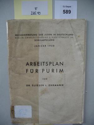 F 235 10: Arbeitsplan für Purim. (1938)