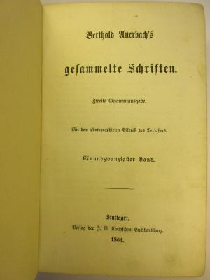 1 L 258&lt;2&gt;-21.22 : Berthold Auerbach's gesammelte Schriften : 21/22 (1864)