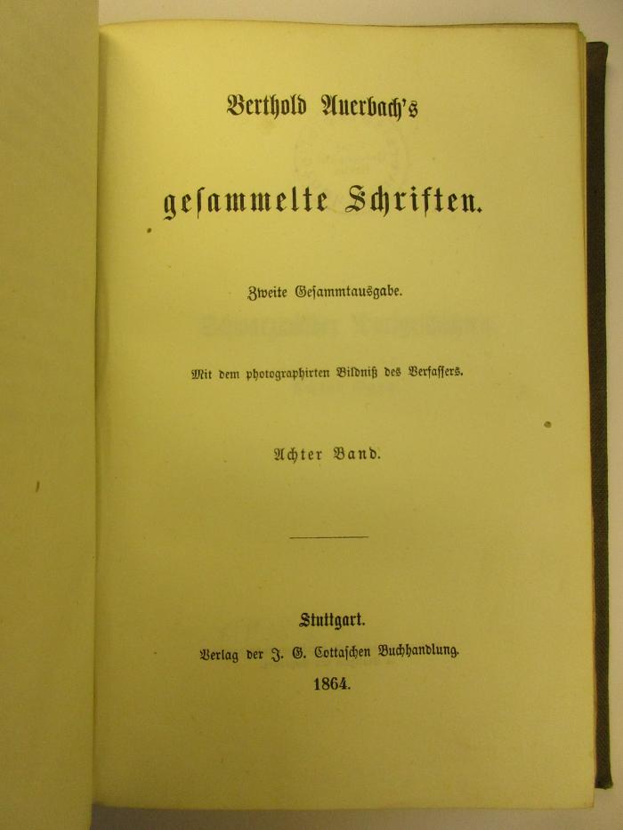 1 L 258&lt;2&gt;-7.8 : Berthold Auerbach's gesammelte Schriften : 7/8 (1864)