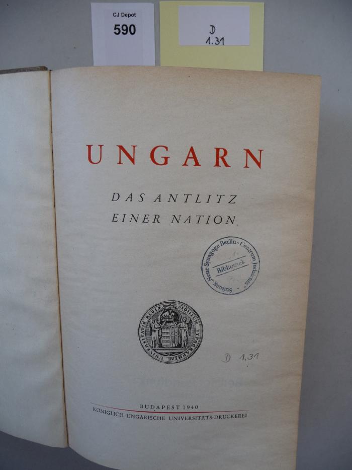 D 1 31: Ungarn. Das Antlitz einer Nation. (1940)