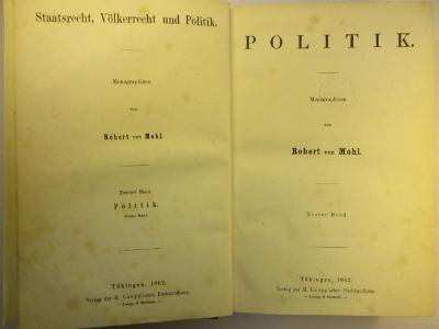 4 C 428-2 : Staatsrecht, Völkerrecht und Politik : Politik : Monographieen (1862)
