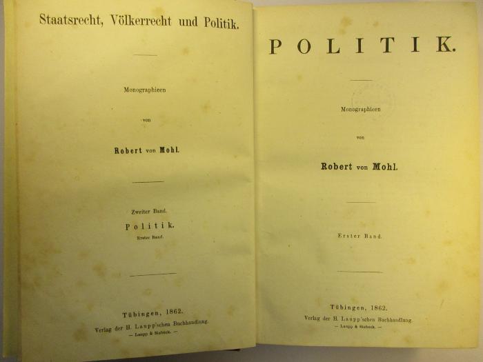 4 C 428-2 : Staatsrecht, Völkerrecht und Politik : Politik : Monographieen (1862)