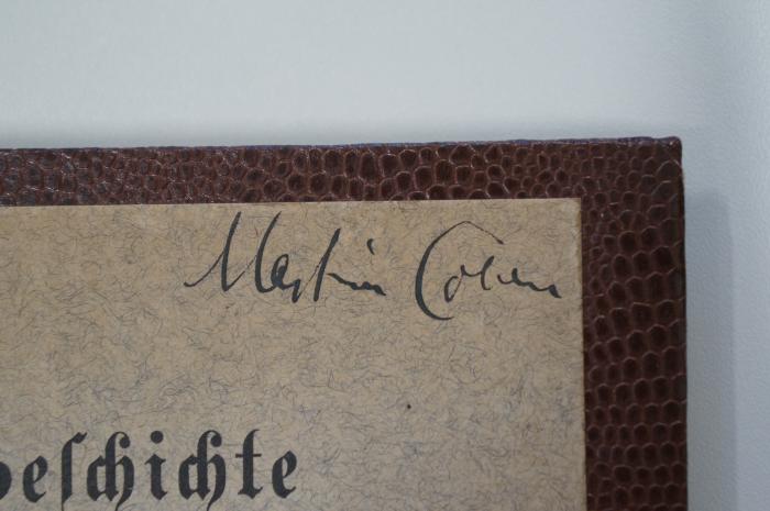 96 002179 : Geschichte der Talmud Tora Realschule in Hamburg. Festschrift zur Hundertjahrfeier der Anstalt 1805-1905 (1905);- (Cohen, Martin), Von Hand: Autogramm; 'Martin Cohen'. 