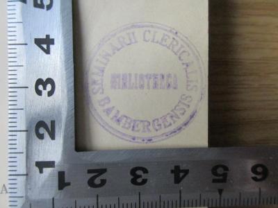 BN 2546 S819 : Der Zweckgedanke in der Philosophie des Thomas von Aquino;- (Bibliotheca Seminarii Clericalensis Bambergensis), Stempel: Name, Ortsangabe; 'Bibliotheca Seminarii Clericalis Bambergensis (runder Stempel)'.  (Prototyp)