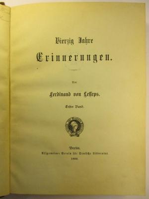 4 F 297 - 1 : Vierzig Jahre Erinnerungen (1888)