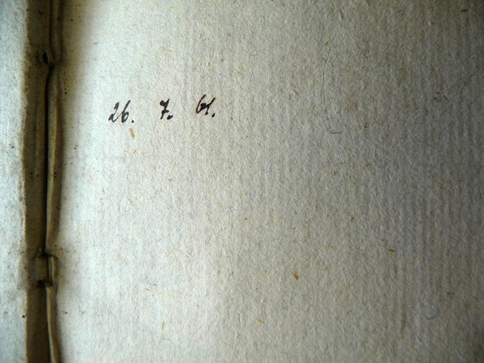 -, Von Hand: Autogramm, Name, Berufsangabe/Titel/Branche, Datum; '26.7.61. H[xxxx] Klein[xxx] stud. theol.'