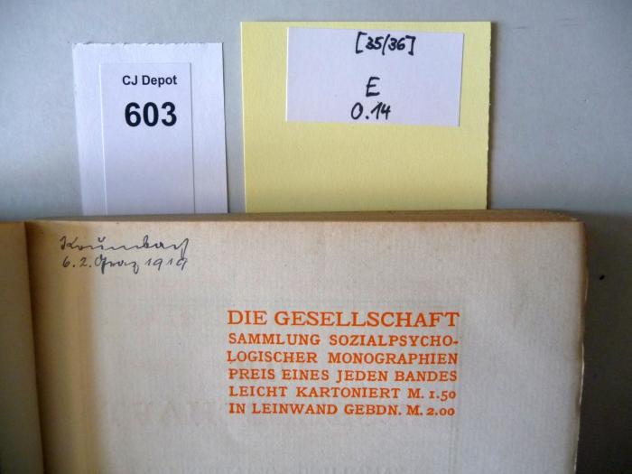 -, Von Hand: Ortsangabe, Datum; 'Königsberg 6.2. A[xxx] 1919'