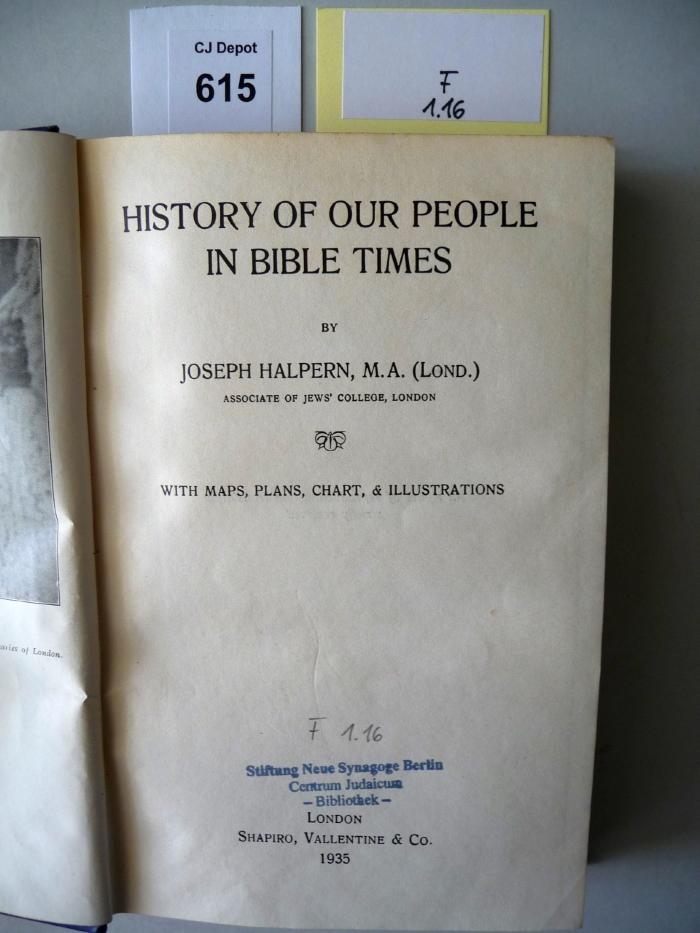 F 1 16: History of our People in Bible Times. (1935)