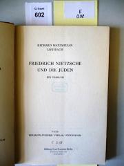 E 0 08: Friedrich Nietzsche und die Juden. Ein Versuch. (1939)