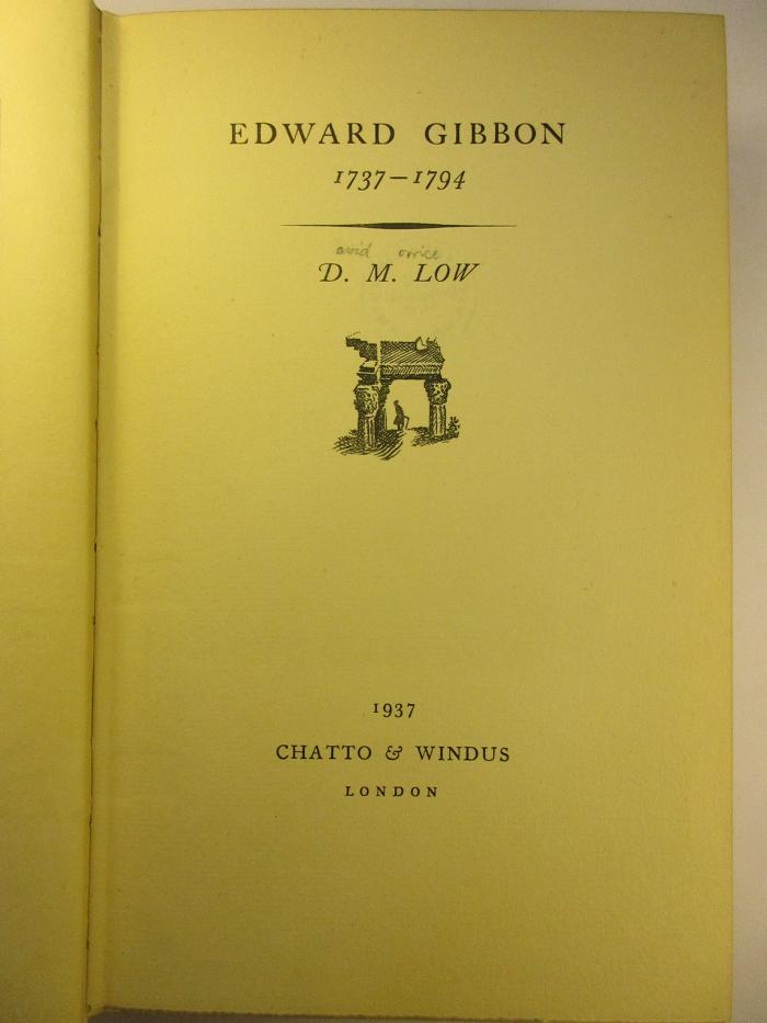 4 F 328 : Edward Gibbon : 1737 - 1794 (1937)