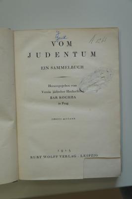 96 030416 : Vom Judentum. Ein Sammelbuch (1913)