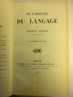 4 N 56&lt;4&gt; : De l'Origine du Langage (1864)