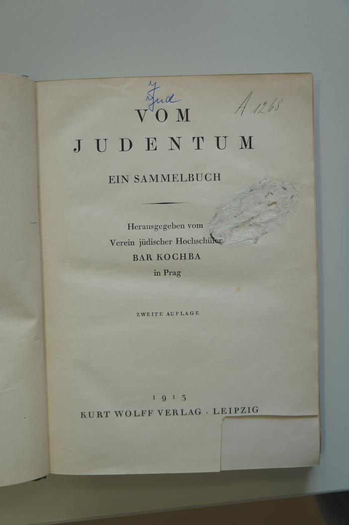 96 030416 : Vom Judentum. Ein Sammelbuch (1913)