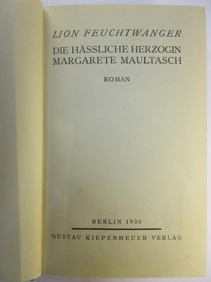 5 L 14&lt;131&gt; : Die Hässliche Herzogin Margarete Maultasch (1930)