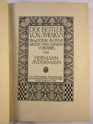 5 L 18 : Der Bettler von Syrakvs : Tragödie in fünf Akten und einem Vorspiel (1911)