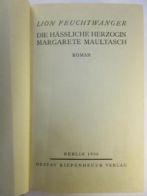 5 L 14&lt;131&gt; : Die Hässliche Herzogin Margarete Maultasch (1930)