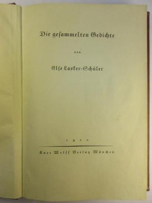 5 L 103&lt;6&gt; : Die gesammelten Gedichte (1920)