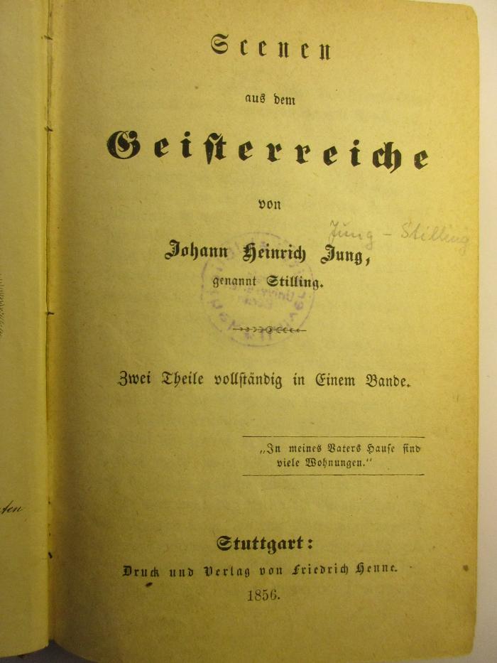 4 L 257 - 1.2 : Scenen aus dem Geisterreiche : Zwei Theile vollständig in Einem Bande (1856)