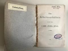WP 2100 13 2 (ausgesondert) : Das Arbeitsverhältnis bei der Firma Carl Zeiss, Jena. (1908)