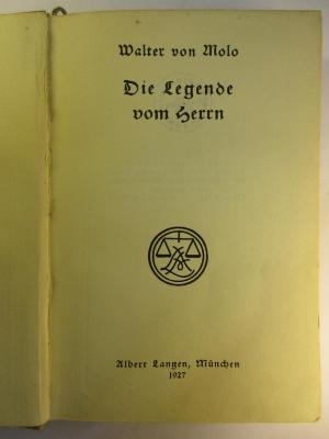 5 L 201 : Die Legende vom Herrn (1927)