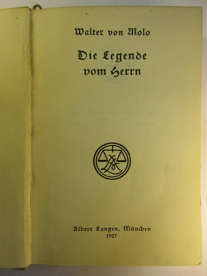 5 L 201 : Die Legende vom Herrn (1927)