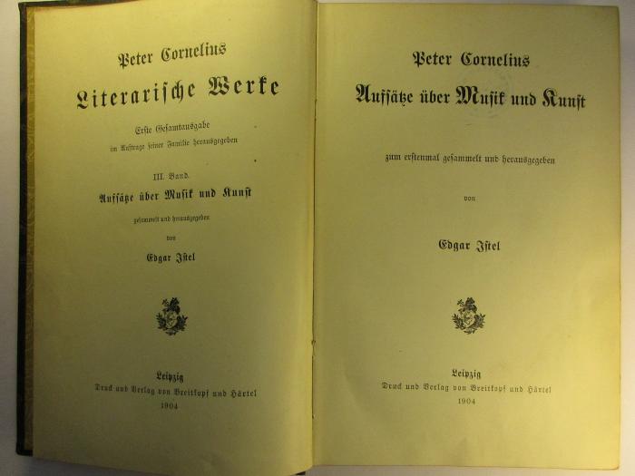 5 L 215 - 3 : Aufsätze über Musik und Kunst (1904)