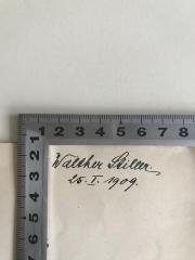 - (Stiller, Walther), Von Hand: Name, Datum; 'Walther Stiller 25.I.1909'. 