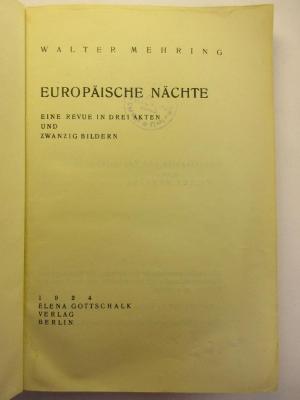 5 L 341 : Europäische Nächte : eine Revue in drei Akten und Zwanzig Bildern (1924)