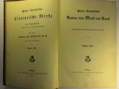 5 L 215 - 3 : Aufsätze über Musik und Kunst (1904)