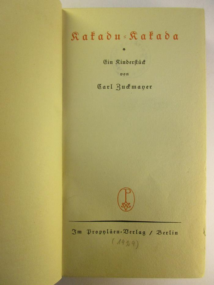 5 L 223 : Kakadu - Kakadu : ein Kinderstück (1929)