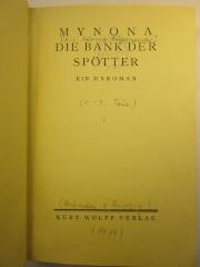 5 L 212 : Die Bank der Spötter : Ein Unroman (1919)
