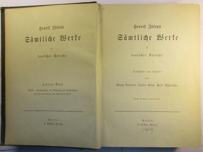 1 Q 11-10 : Henrik Ibsens Sämtliche Werke in deutscher Sprache : 10. Briefe ([1904])