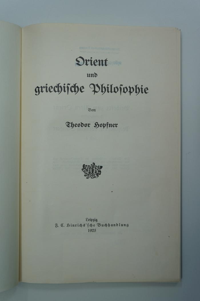 97 019106 : Orient und griechische Philosophie (1925)