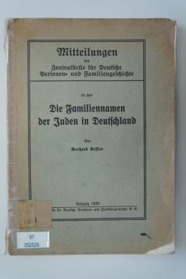 97 052539 : Die Familiennamen der Juden in Deutschland (1935)