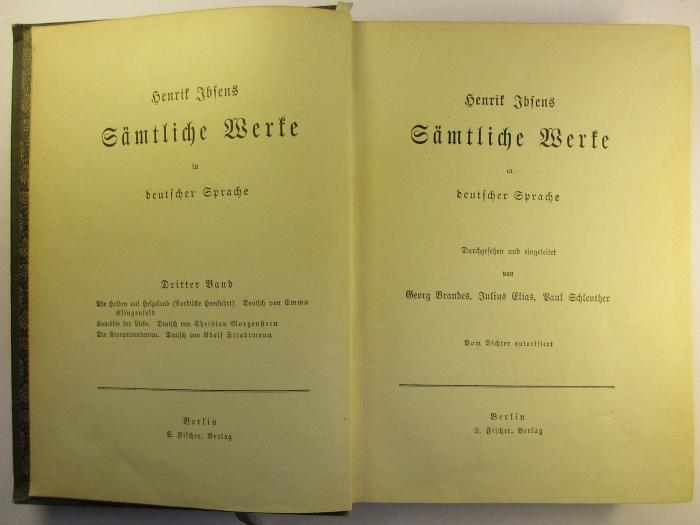 1 Q 11-3 : Henrik Ibsens Sämtliche Werke in deutscher Sprache : 3. Die Helden auf Helgeland : Komödie der Liebe :  die Kronprätendenten  (1889)