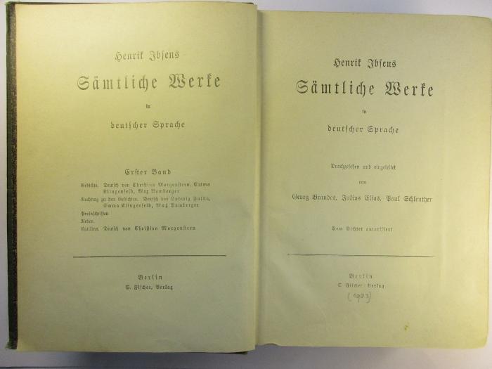 1 Q 11-1 : Henrik Ibsens Sämtliche Werke in deutscher Sprache : 1. Gedichte : Prosaschriften : Reden : Catilina ([1903])