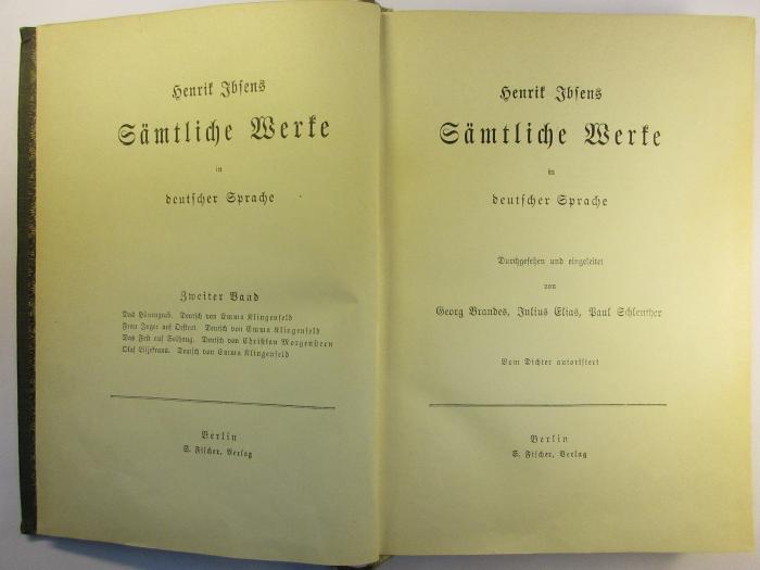 1 Q 11-2 : Henrik Ibsens Sämtliche Werke in deutscher Sprache : 2. Das Hühengrab : Frau Inger auf Osterot : Das Fest auf Solhaug : Olaf Lilietrans ([1904])
